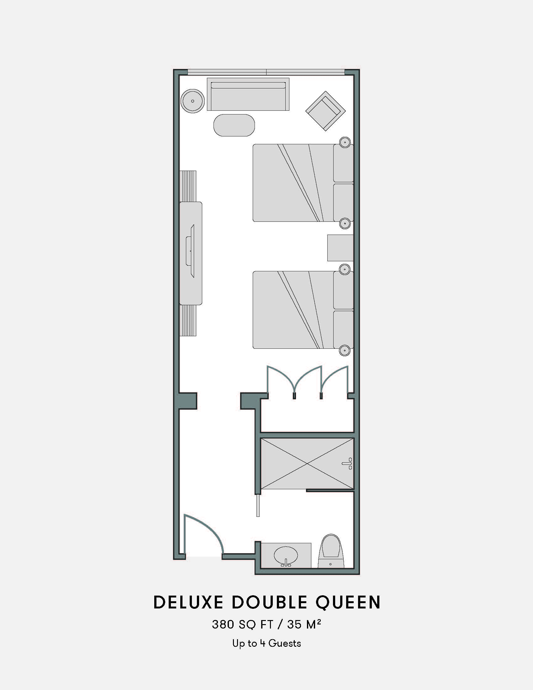 Deluxe Double Queen floor plan