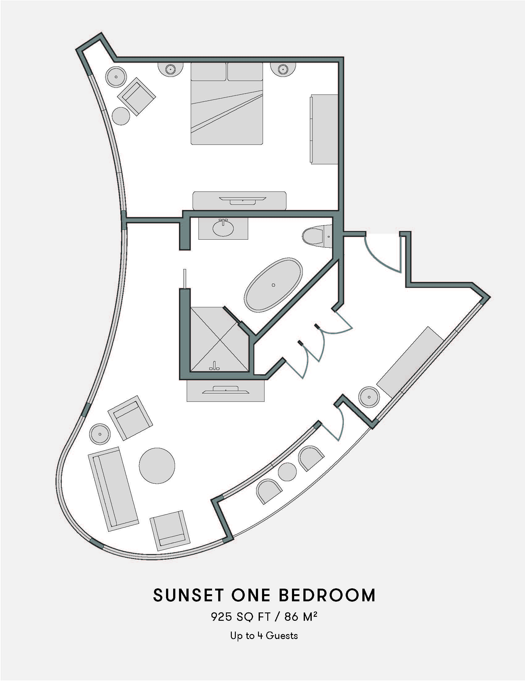 Sunset One Bedroom Suite floor plan