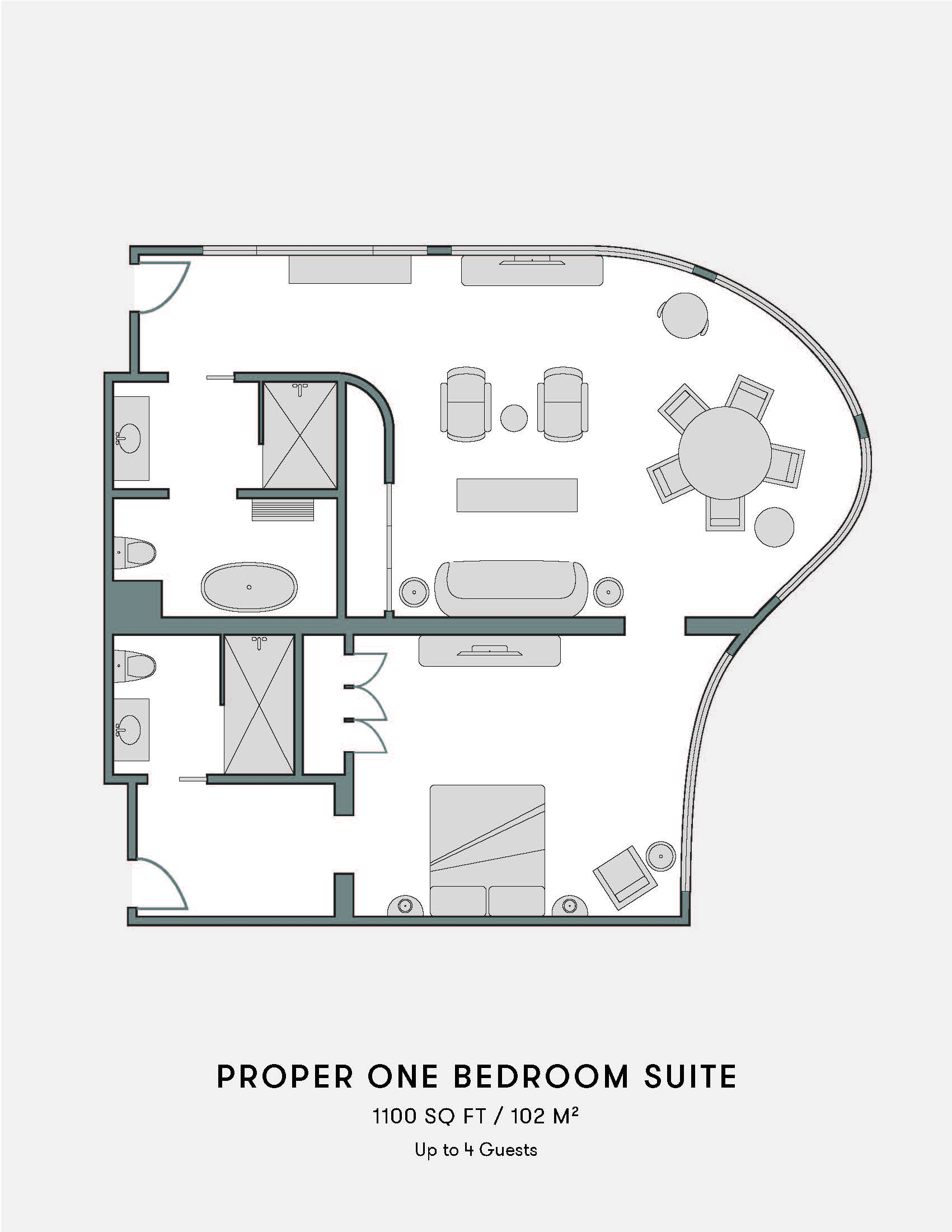 Proper One Bedroom Suite floor plan