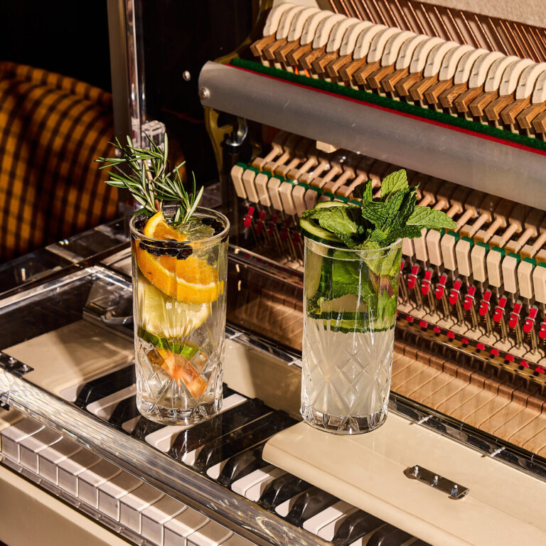 drinks on piano